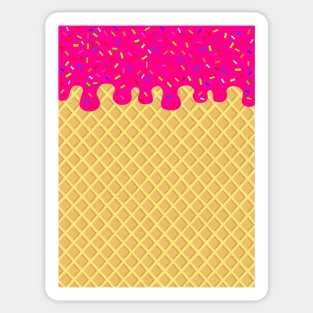 Dripping Strawberry Waffle Cone Sticker